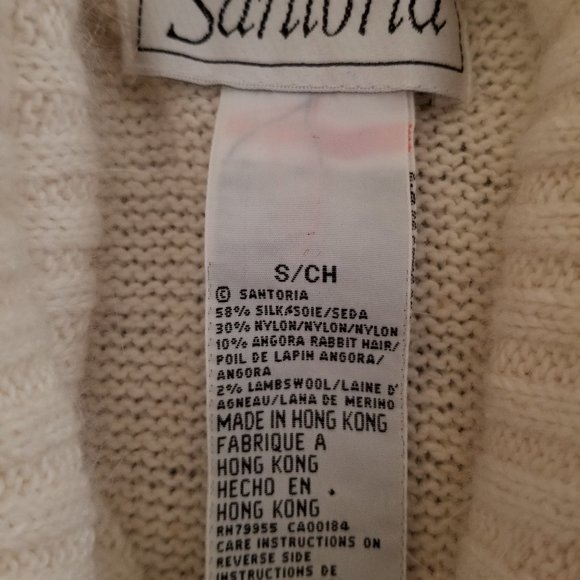 Vintage 90s, angora sweater, pearl beading, cable knit, long, soft, S, M, dressy - Picture 7 of 9